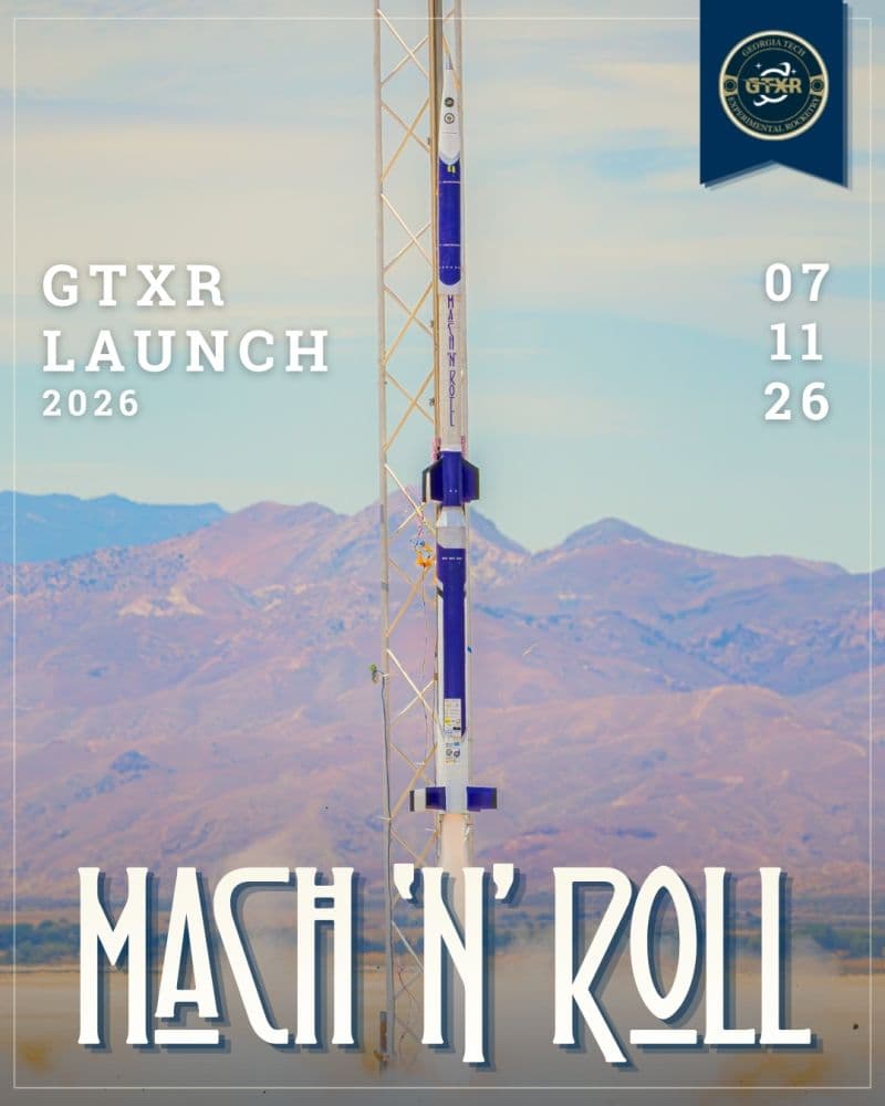 GTXR Mach N Roll rocket on its launch rail in the desert